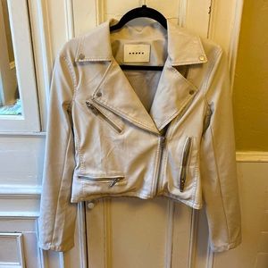 Off white faux leather jacket